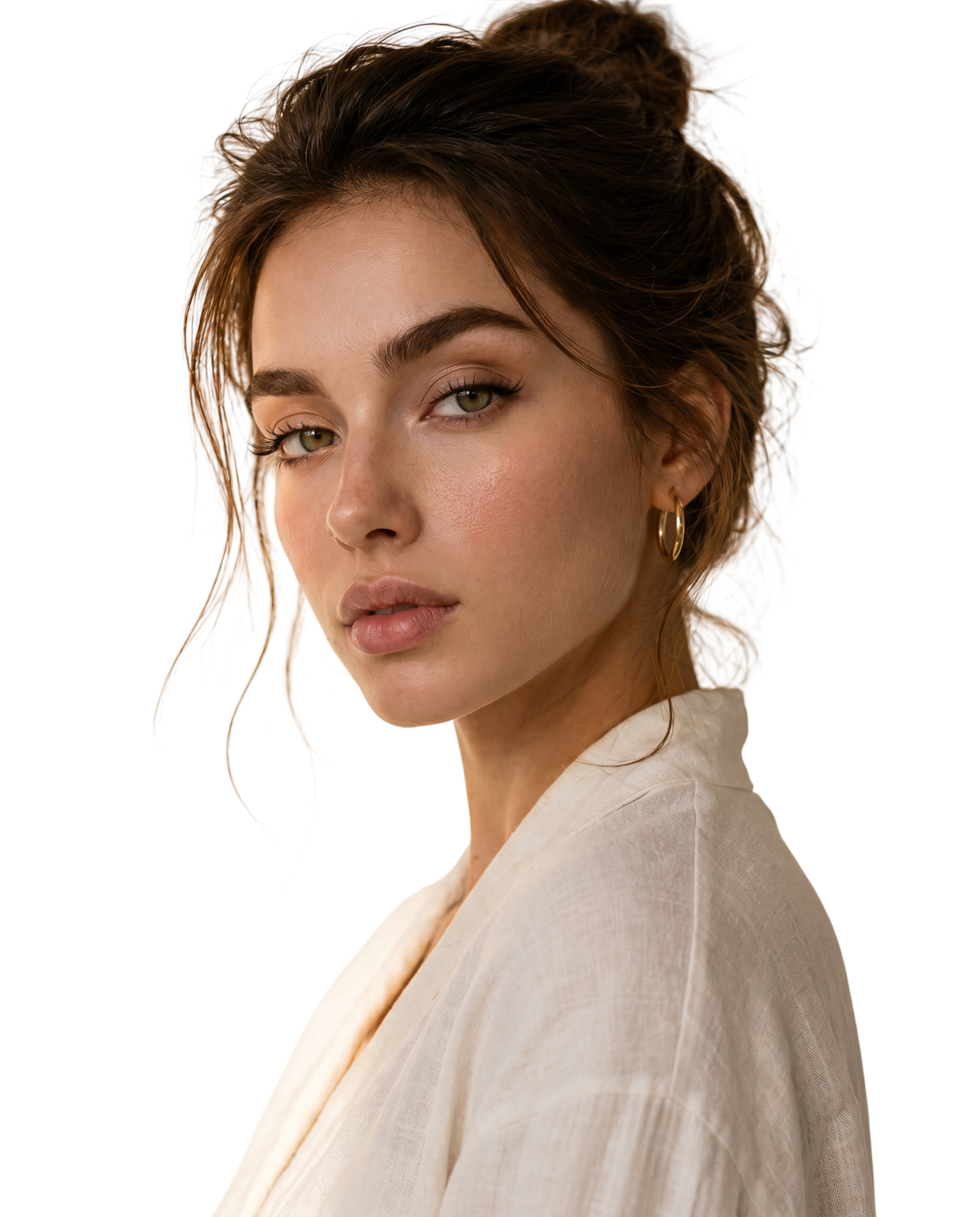 Девушка с голубыми цветами в нежном beauty mood